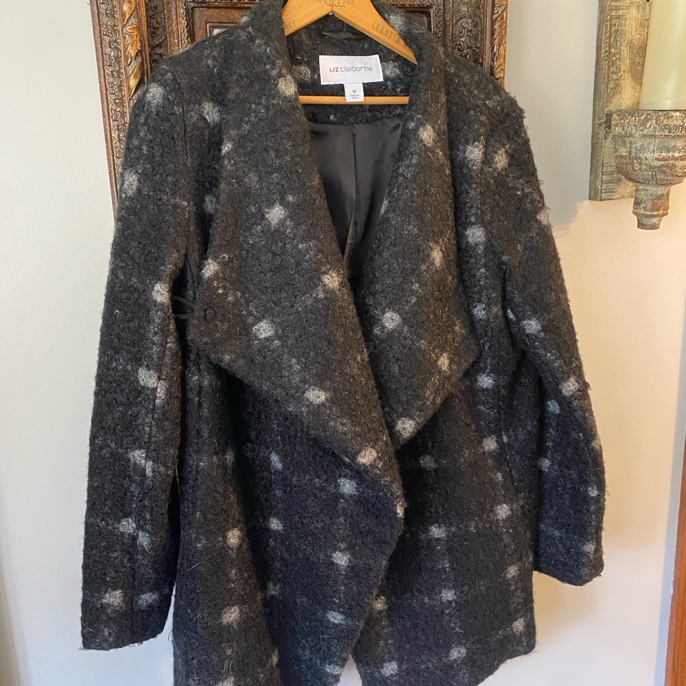 Liz Claiborne Black and Gray Plaid Blazer